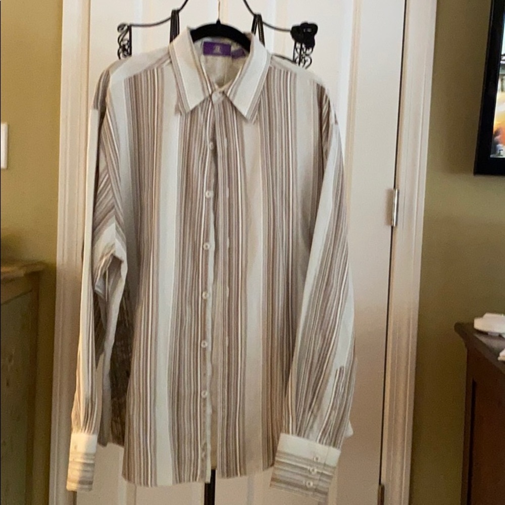 Men’s shirt cream with light brown stripes